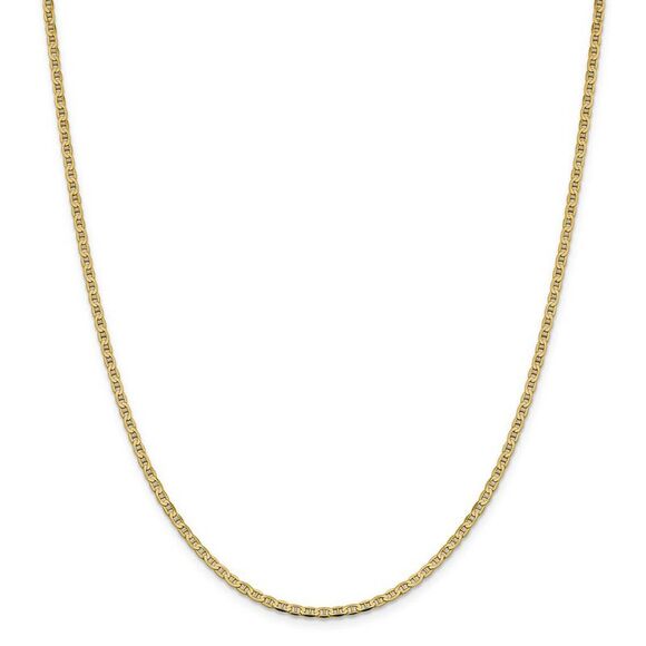 2.4mm 14k Yellow Gold Solid Concave Anchor Chain Necklace, 24 Inch - Picture 2 of 8